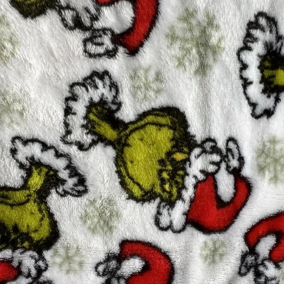 The Grinch Dr Seuss SMALL Pajama Bottoms Faces Christmas Red Green White Soft - Picture 4 of 6